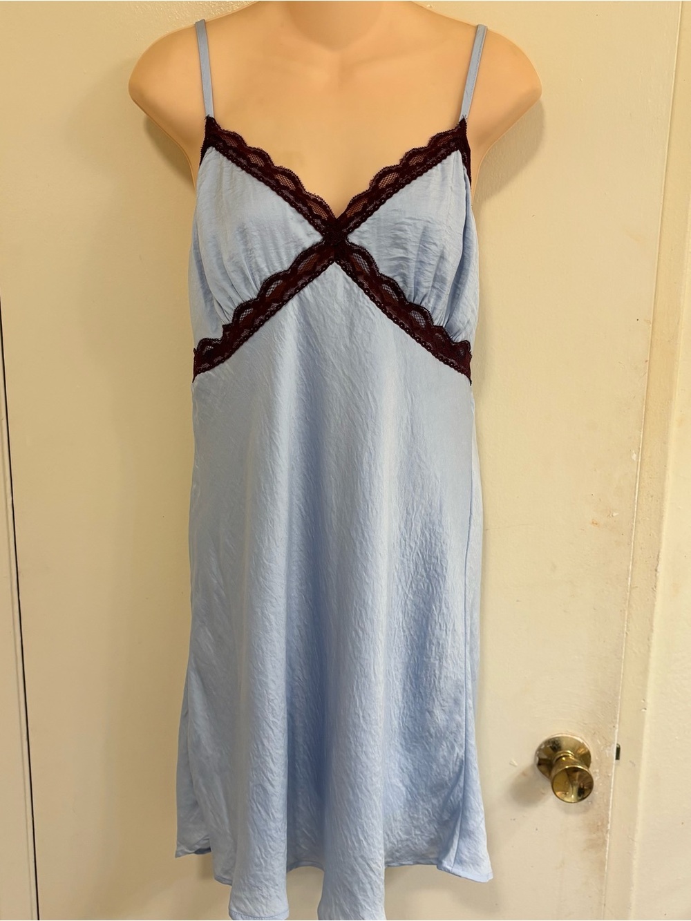 Light Blue Lace-Trim Slip Dress - size large
